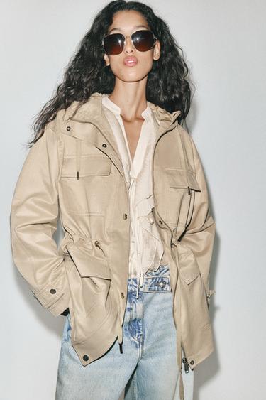 MULTI-POCKET HOODED JACKET - camel by Zara