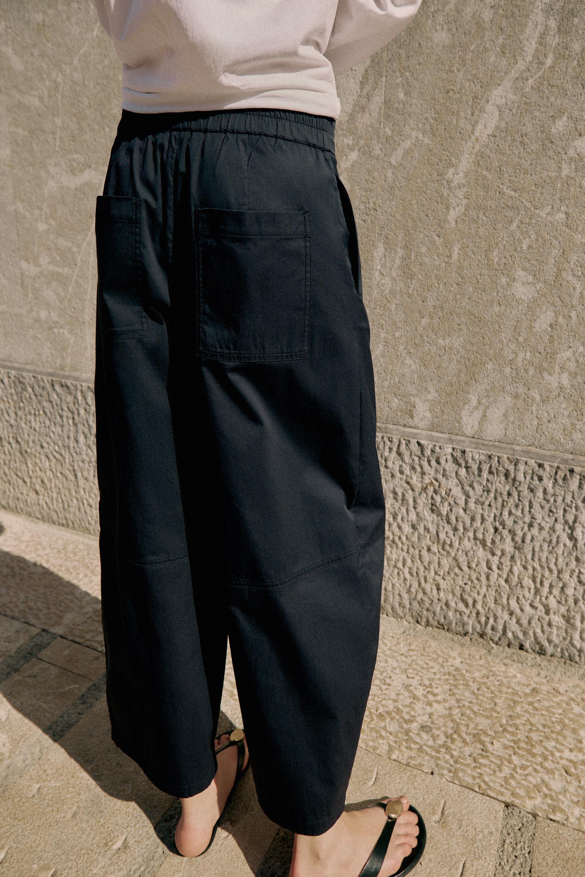 Zara Poplin Barrel Pantolon görsel 7