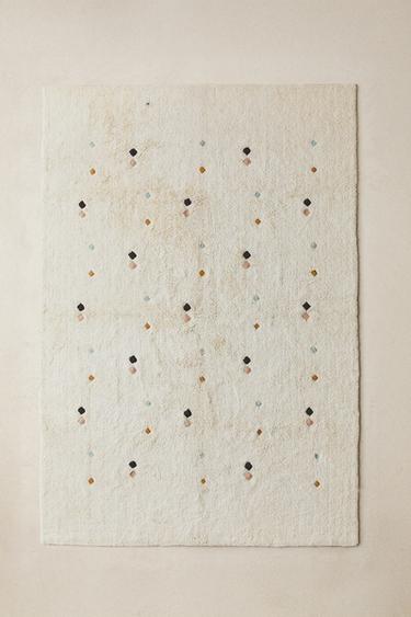 KIDS' MULTICOLOURED EMBROIDERED DIAMOND RUG - Oyster-white by Zara - Image 5