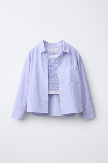 PACK HEMD UND GESTREIFTES TOP - Blau von Zara