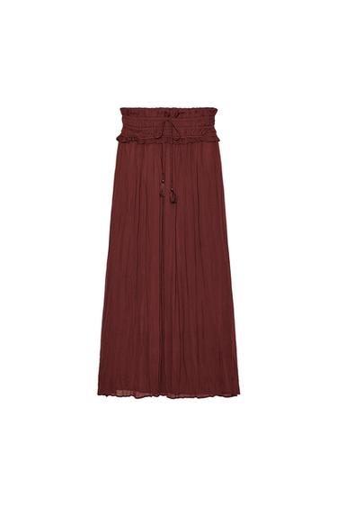 WIDE ELASTICATED WAIST MIDI SKIRT