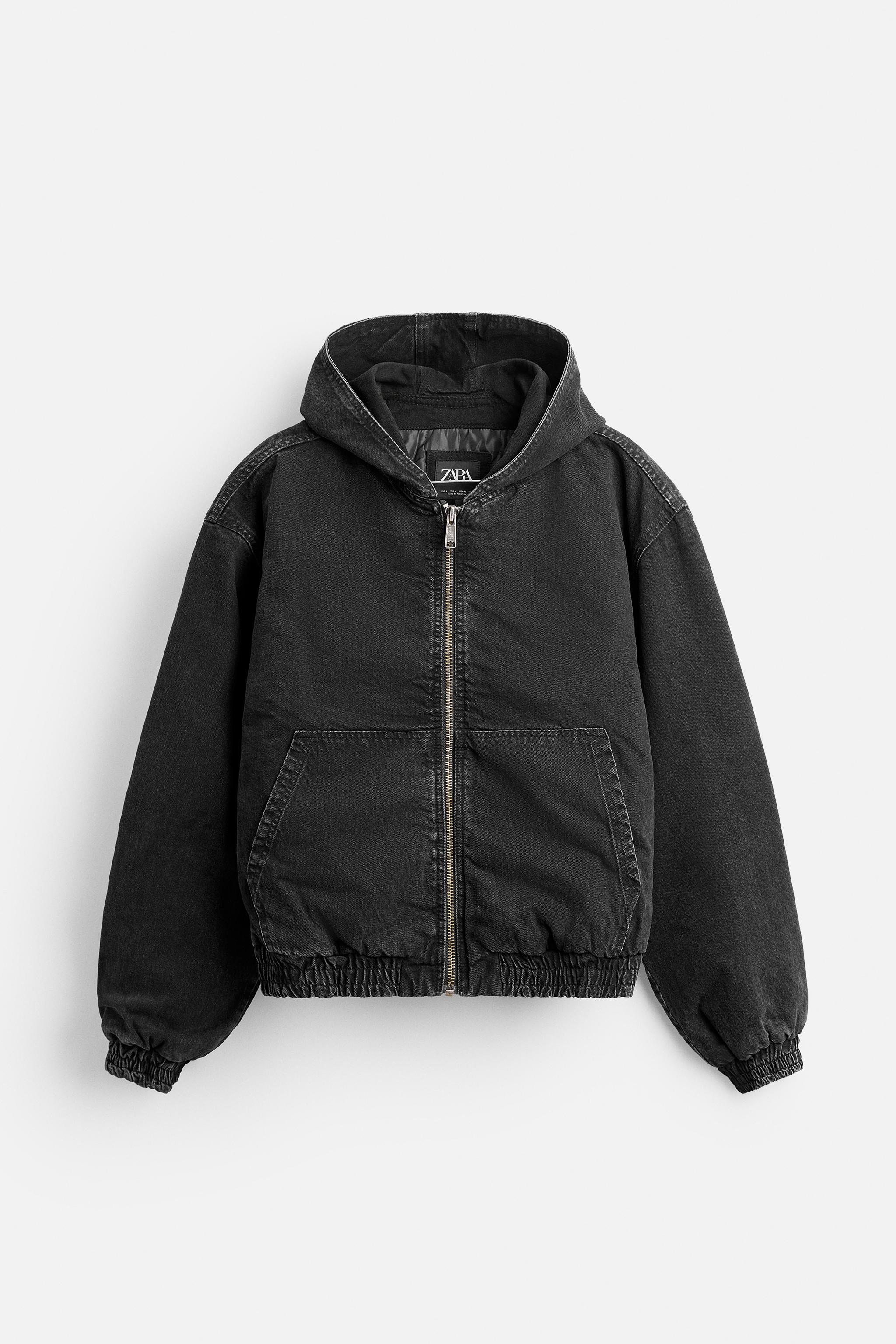 Zara black hoodie mens sale