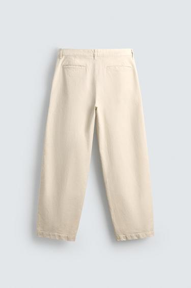 PANTALON COUPE DÉCONTRACTÉE À PLIS - Blanc cassé de Zara - Image 6