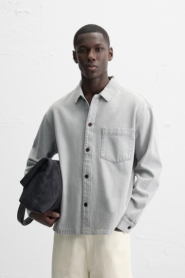 ΠΟΥΚΑΜΙΣΟ ΝΤΕΝΙΜ BOXY FIT - Γκρι του Zara