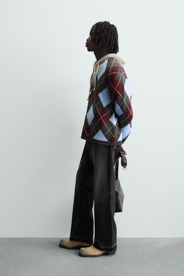 DIAMOND TEXTURED CARDIGAN - Chocolate by Zara - Image 3