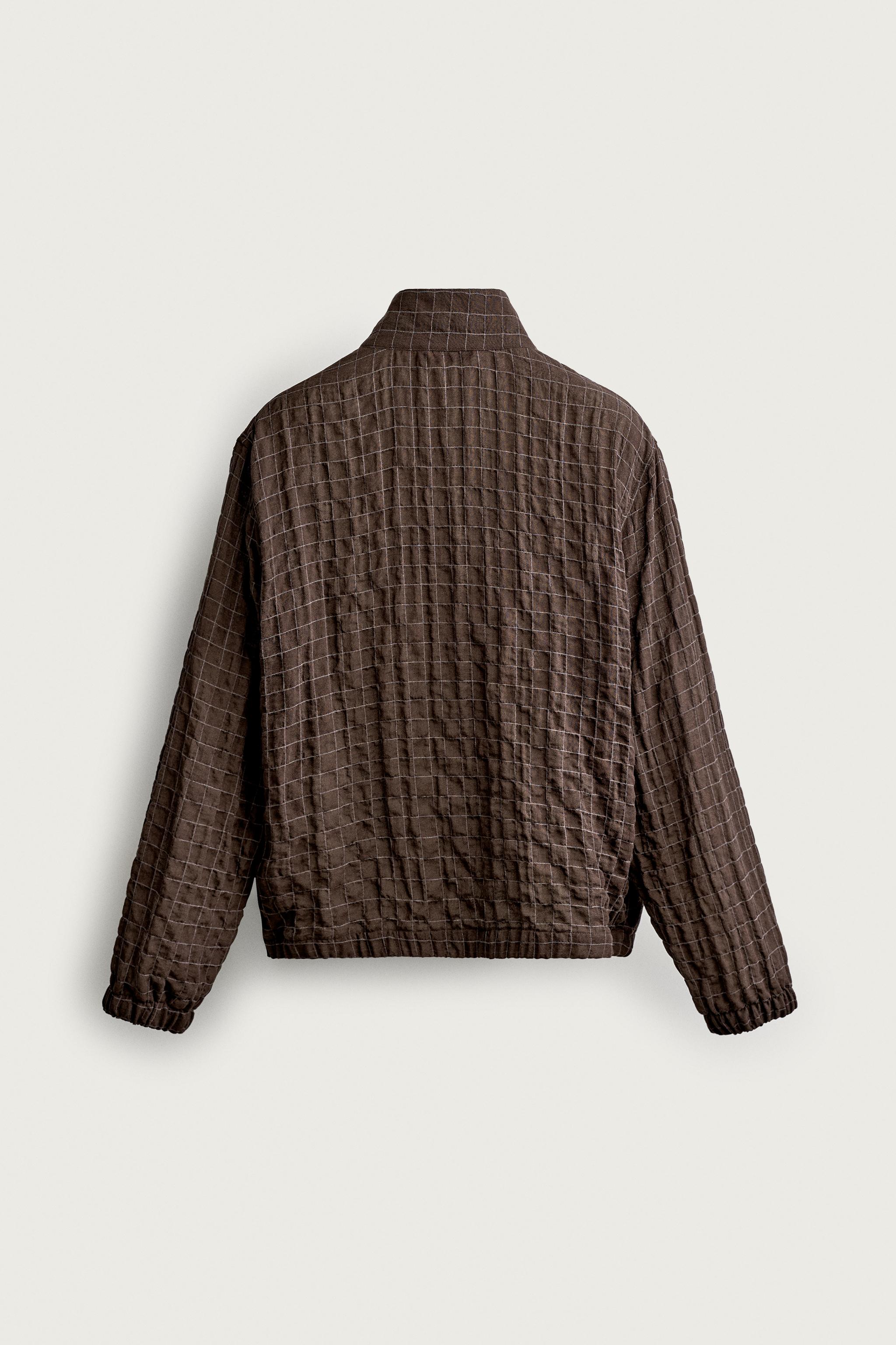 Мужские куртки Zara CROPPED FIT CHECKERED JACKET — фото 8