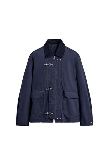 CONTRAST COLLAR FIREMAN CLASP JACKET