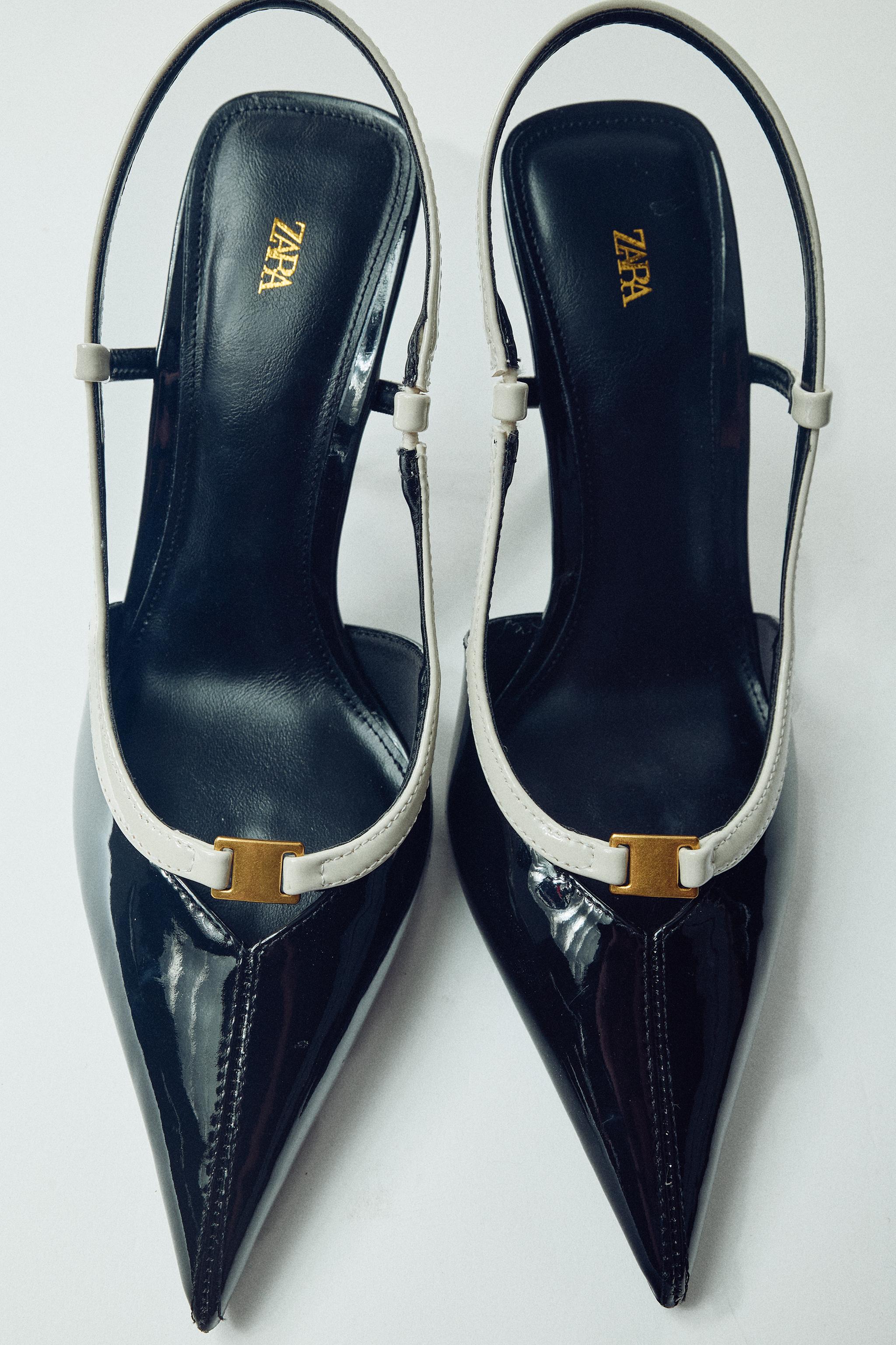 PATENT EFFECT SLINGBACK SHOES