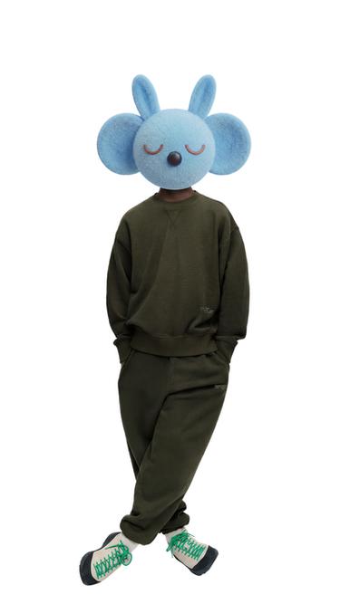 Zara GARMENT-DYED FLEECE JOGGERS - Green