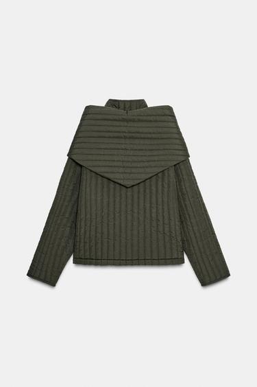 PUFFER JACKET WITH DETACHABLE SCARF - Dark khaki by Zara - Image 8