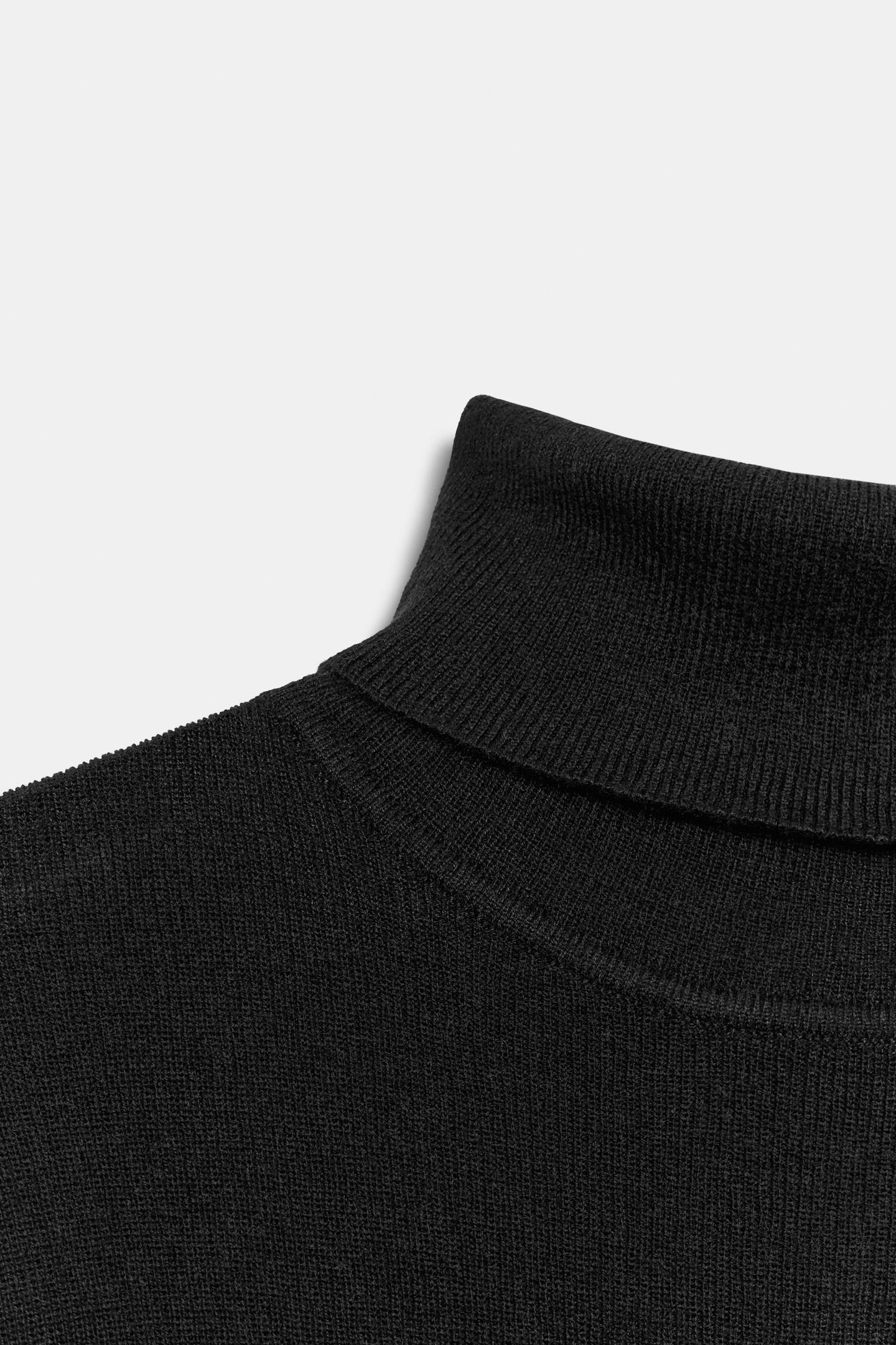 Женский свитер Zara Fine Knit High Neck, цвет: Чёрный — фото 8