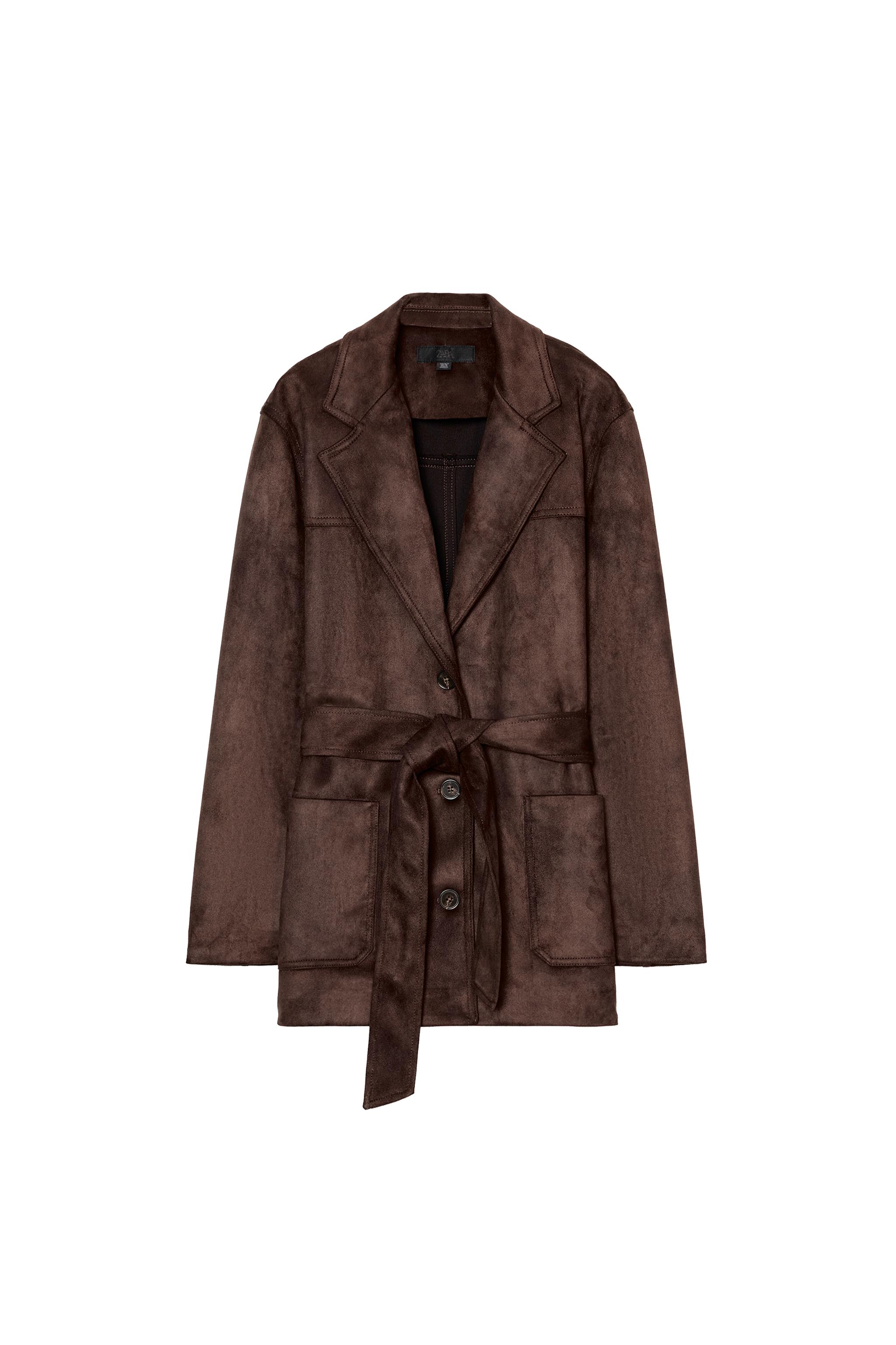 フェイクスエード ベルトジャケット - ダークブラウン | ZARA Japan / 日本