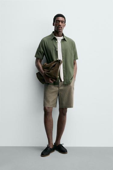 CAMISA REGULAR FIT ESTRUCTURA - Verde de Zara - Imagen 0