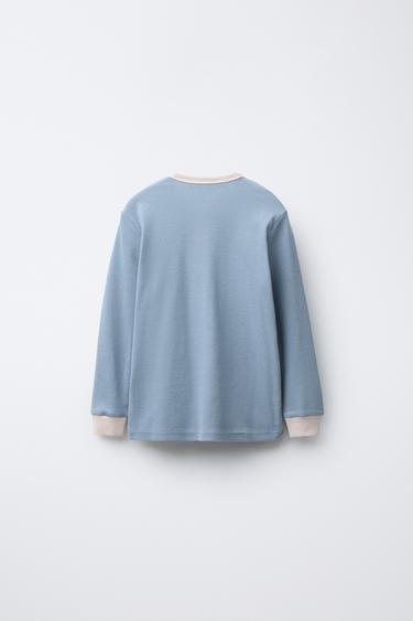 2-6 YEARS/ CONTRAST RIBBED PYJAMAS - Blue by Zara - Image 2