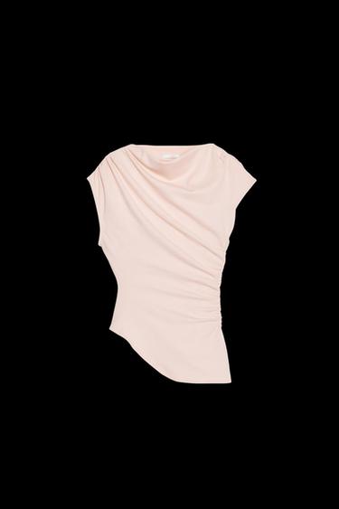ASYMMETRIC RUFFLED TOP - Pale pink by Zara - Image 0