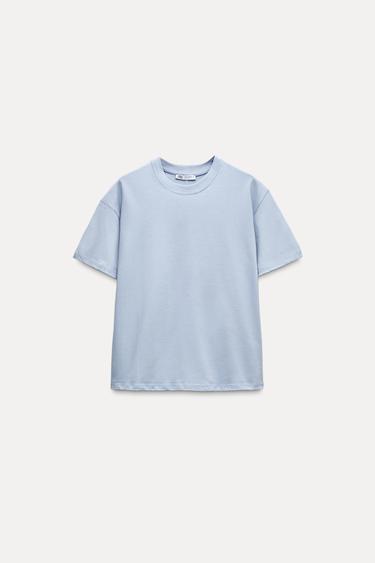 HEAVY COTTON T-SHIRT - Light blue by Zara