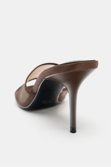 SANDALES À TALONS EN RÉSILLE - Marron de Zara - Image 4