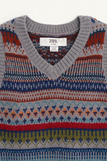 GILET EN MAILLE GRECQUE AVEC LAINE ÉDITION LIMITÉE - Multicolore de Zara - Image 4