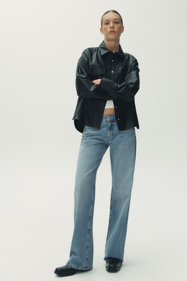 FAUX LEATHER OVERSHIRT WITH POCKETS - Black by Zara - Image 0