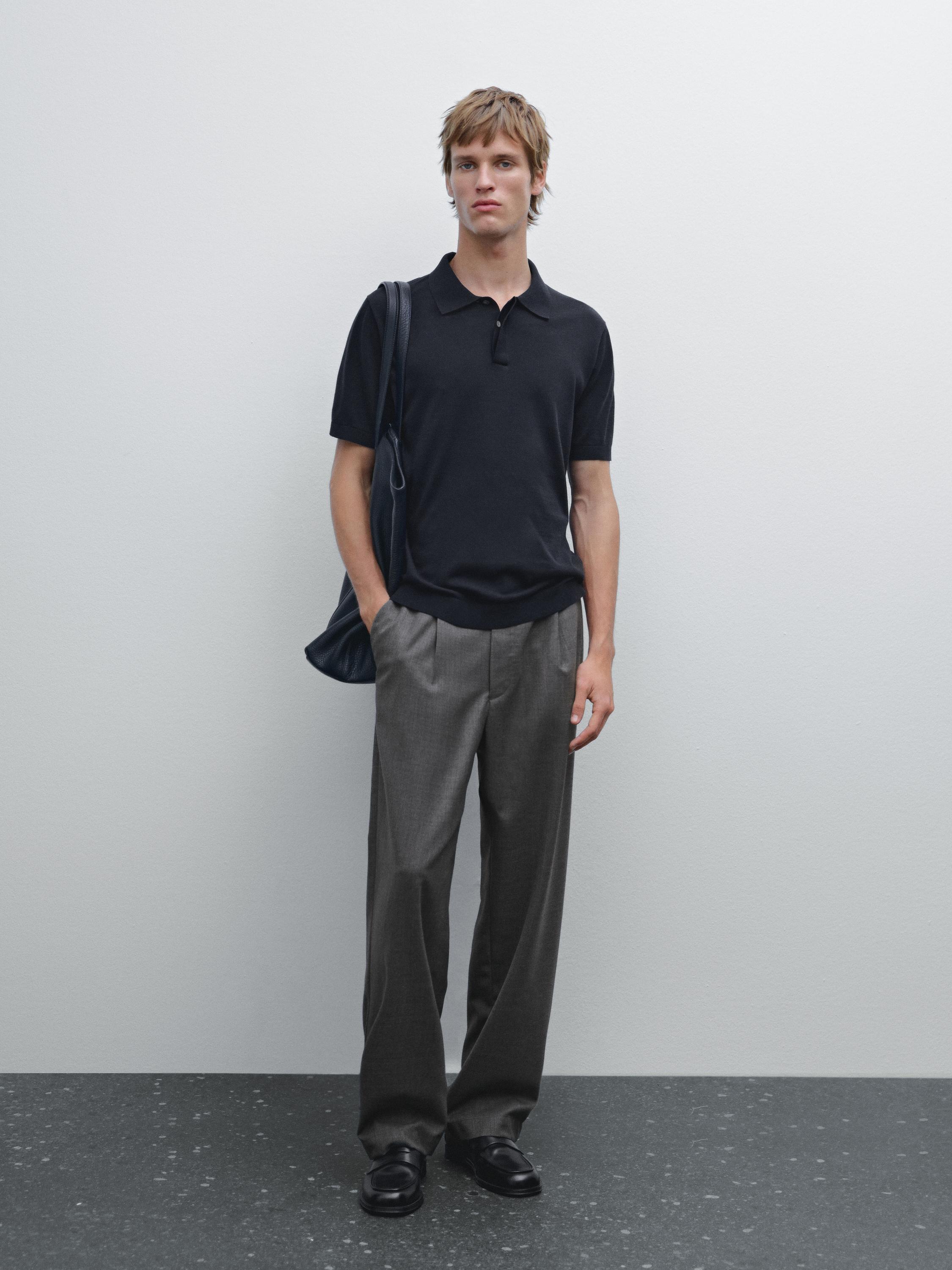 Cotton blend knit polo shirt - Navy blue | ZARA Canada Cotton blend knit polo shirt - Navy blue | ZARA Canada