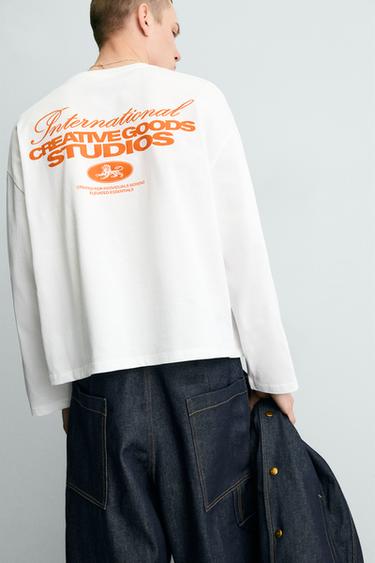 CONTRAST PRINT SLOGAN T-SHIRT - White by Zara - Image 6
