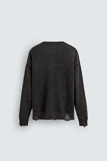 PULL RÉVERSIBLE EFFET DÉCHIRURES - Marron de Zara - Image 7
