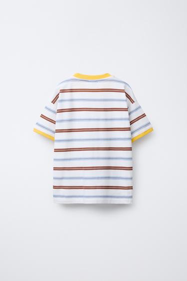 STRIPED T-SHIRT WITH EMBROIDERY - Multicoloured by Zara - Image 1