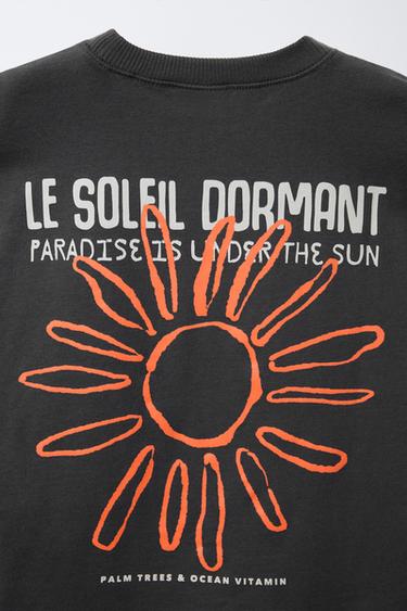 SUN SLOGAN PRINT T-SHIRT - Anthracite grey by Zara - Image 3