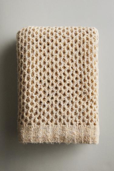 KNIT BLANKET - Beige by Zara - Image 4