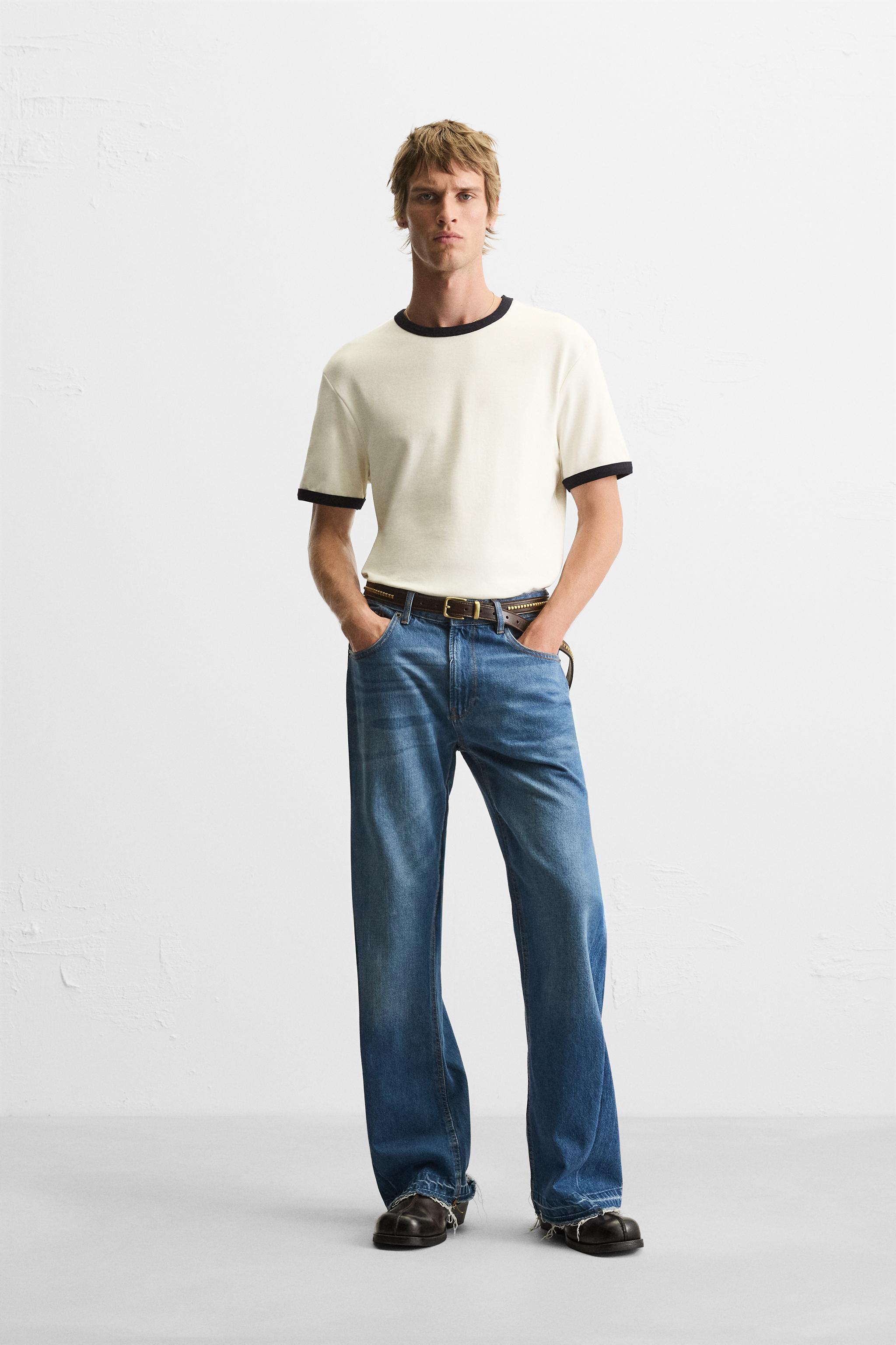BASIC CONTRAST RIB T-SHIRT - Oyster-white | ZARA New Zealand