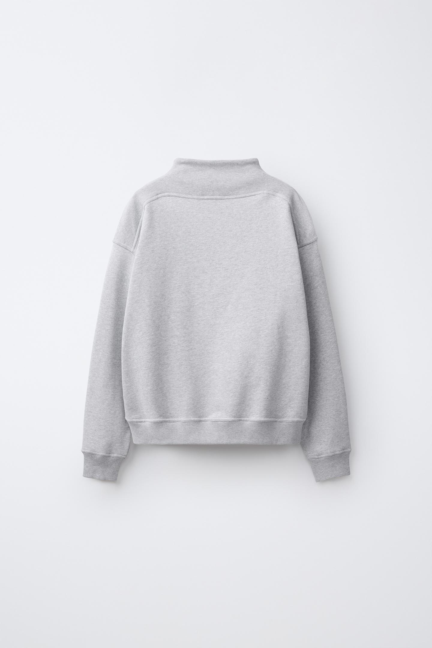 Женская толстовка Zara 0FR. Paris X ZARA Embroidered Cotton Blend, цвет: Серый меланжевый — фото 4