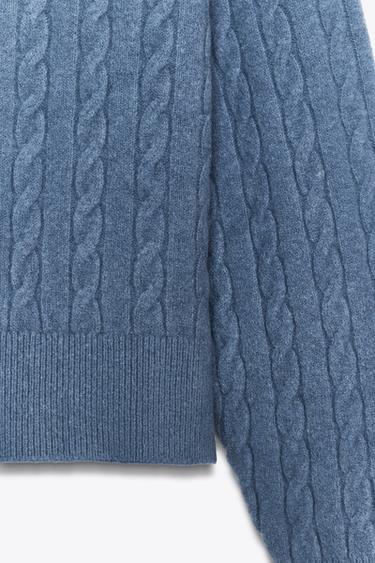 CABLE KNIT SWEATER - Blue by Zara - Image 6