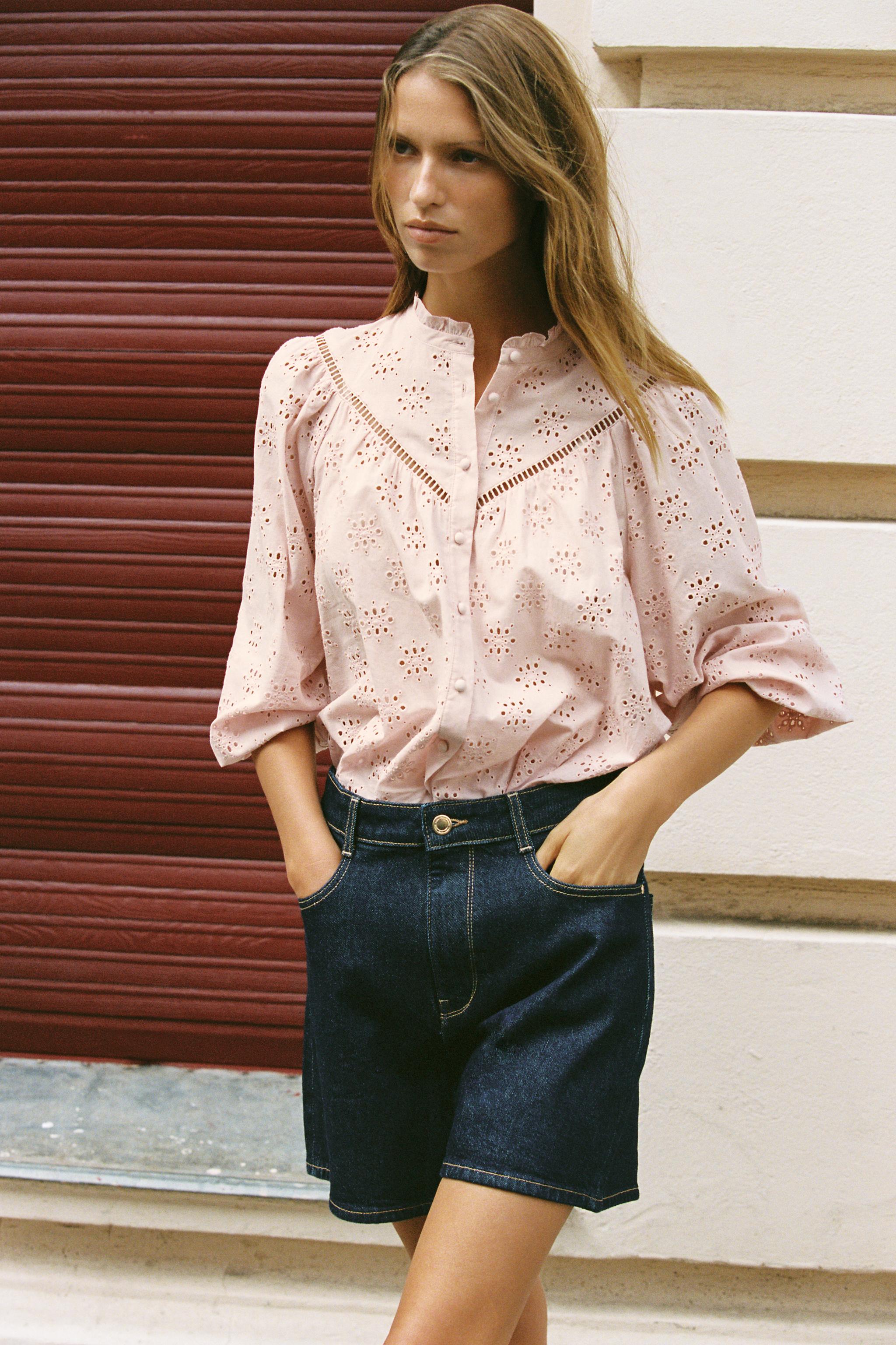 トップス 26cm EYELET EMBROIDERY SHIRT - Pastel pink | ZARA Canada