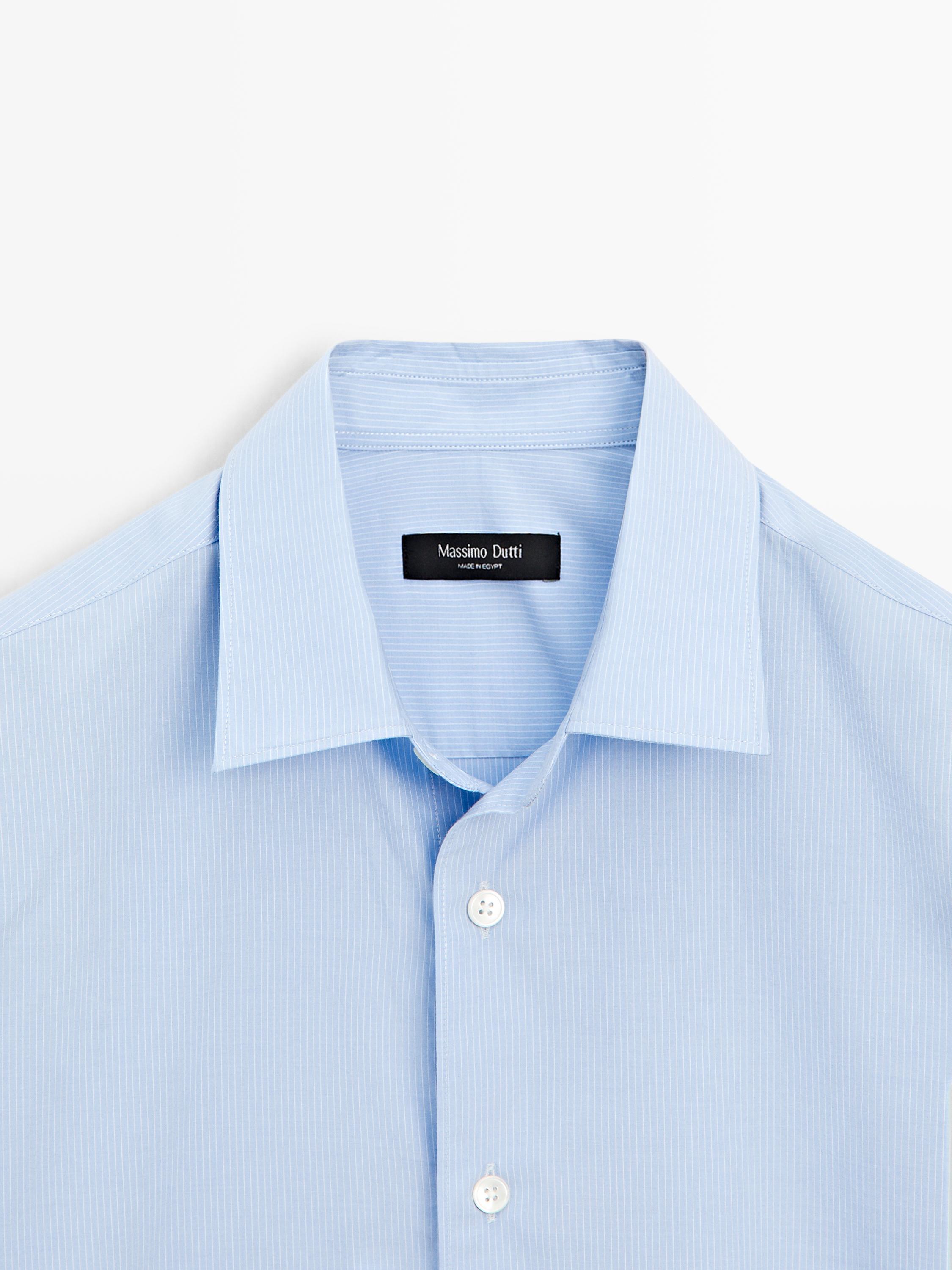 Regular fit striped poplin shirt