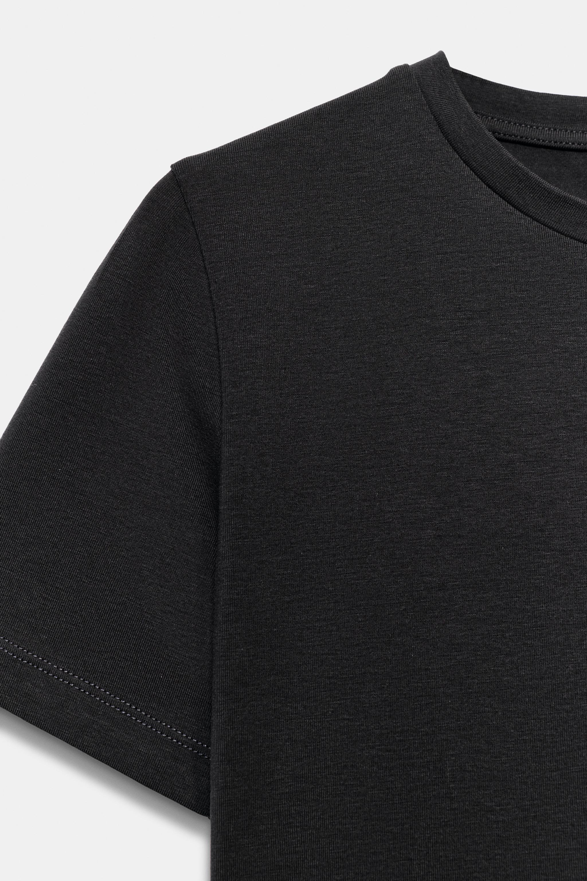 Zara KISA KOLLU CROP T-SHIRT görsel 8