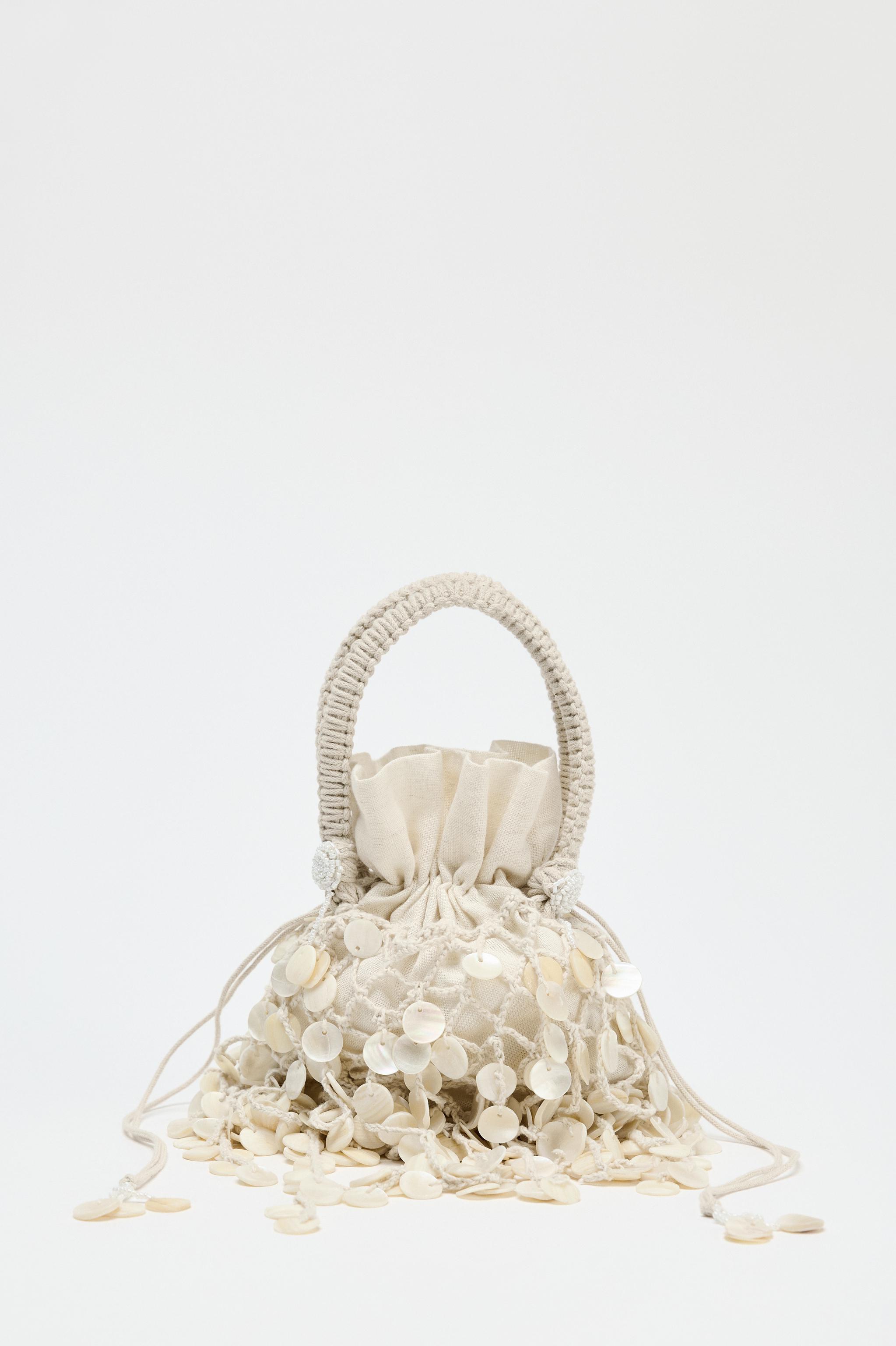 PEARLESCENT APPLIQUÉ HANDBAG Light beige ZARA Spain