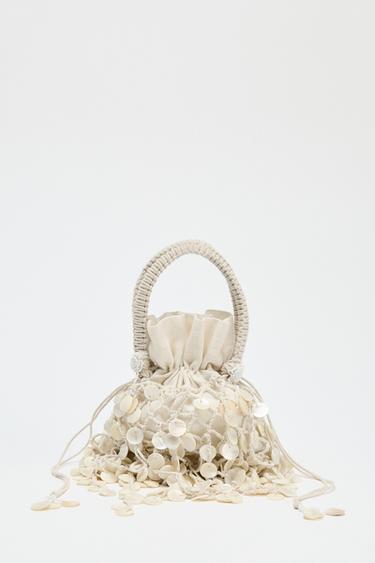 TASCHE MIT APPLIKATIONEN IN PERLMUTTOPTIK - Hellbeige von Zara