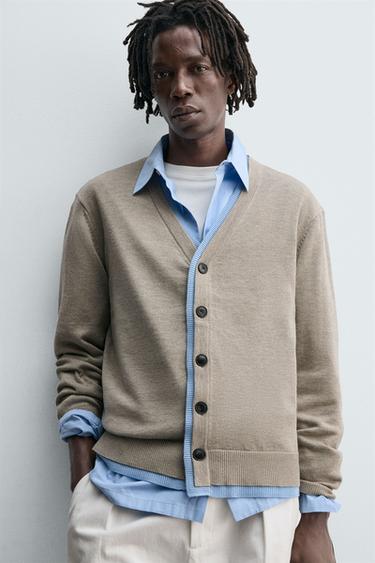 CARDIGAN WITH CONTRAST TRIMS - Beige by Zara - Image 4