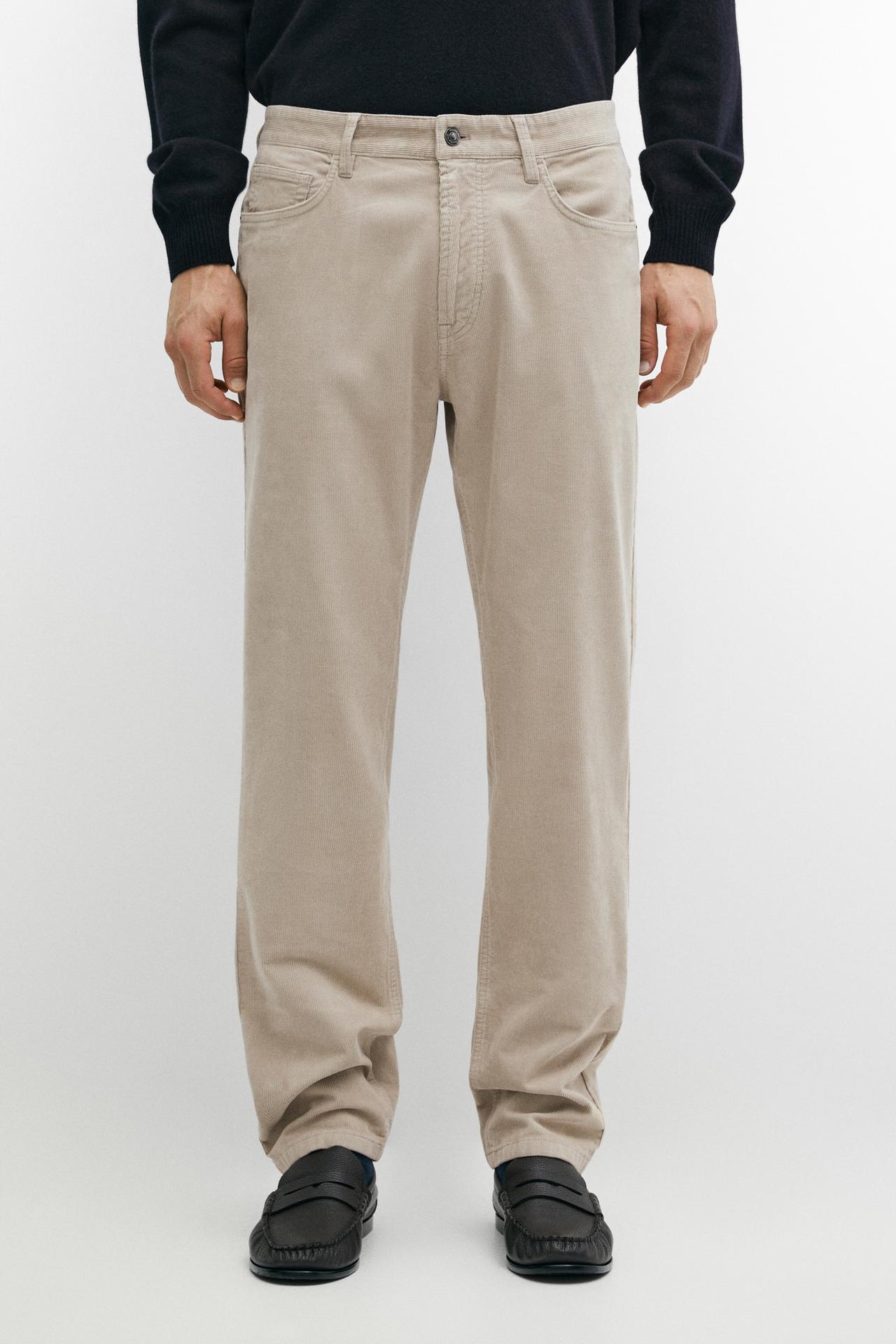 Corduroy tapered fit pants — Beige