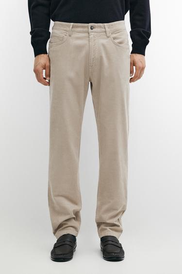 Corduroy tapered fit pants — Beige 2