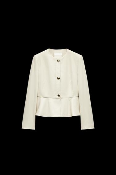 BLAZER PEPLUM EFECTO PIEL - Crudo de Zara - Imagen 0