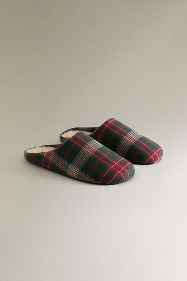 CHAUSSONS CHAUDS CARREAUX - Vert de Zara - Image 2