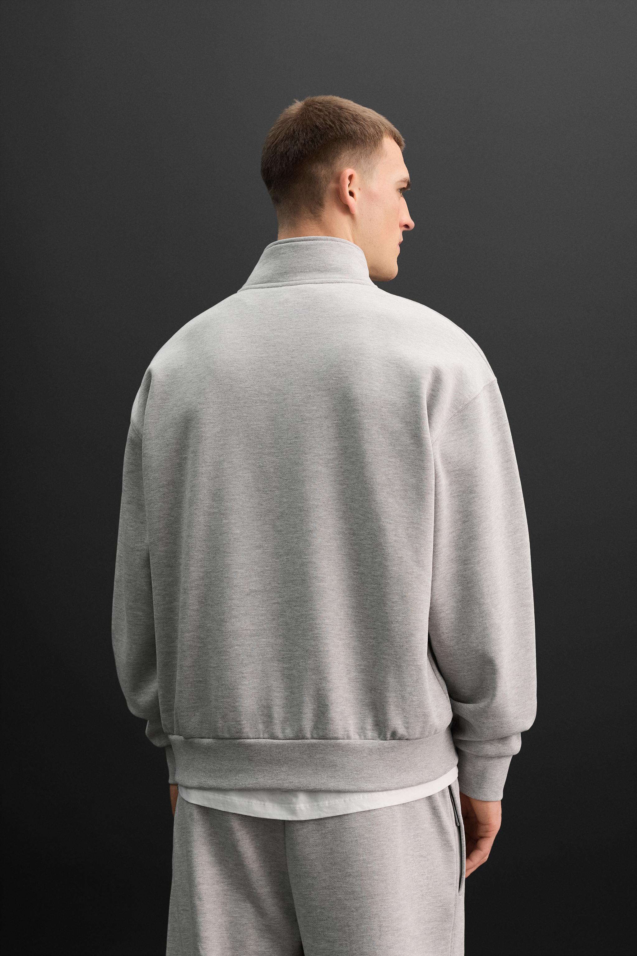 ジッパー付きハイネックスウェットシャツ - グレーマール | ZARA
