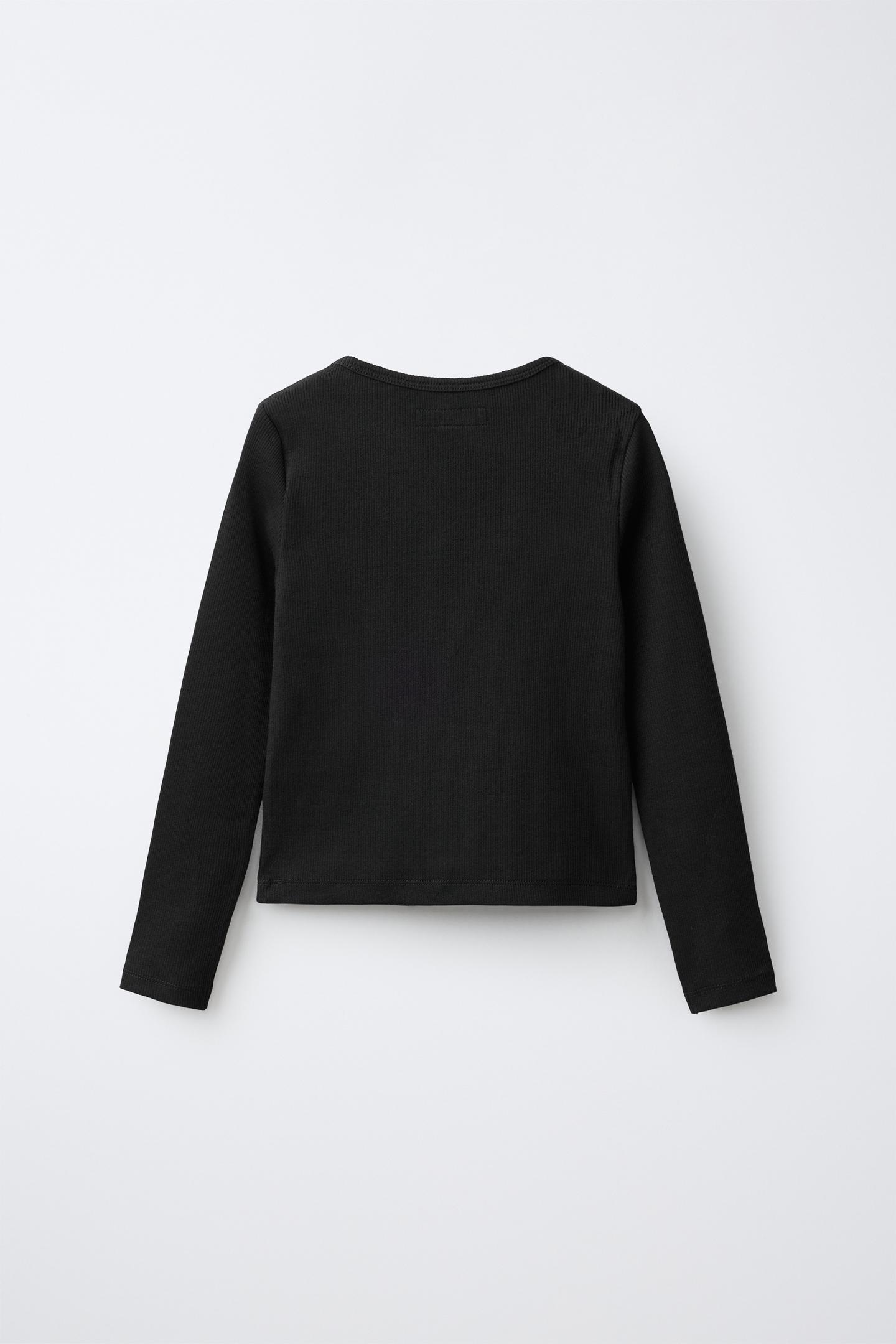 Детская футболка Zara Pearl Embroidered Rib, цвет: Чёрный — фото 2