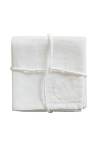 PACK OF EMBROIDERED BABY MUSLIN CLOTHS (PACK OF 2) - Oyster-white by Zara