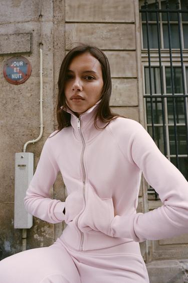 ZIP-UP PLUSH JACKET - Pastel pink by Zara