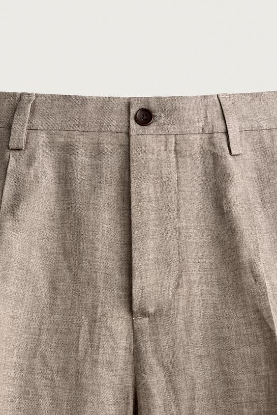 PANTALON REGULAR FIT 100 % LIN - Sable / Chiné de Zara - Image 8