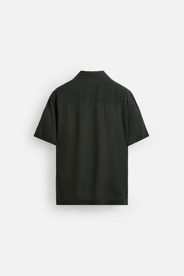 STRIPED JACQUARD SHIRT - Dark khaki by Zara - Image 7