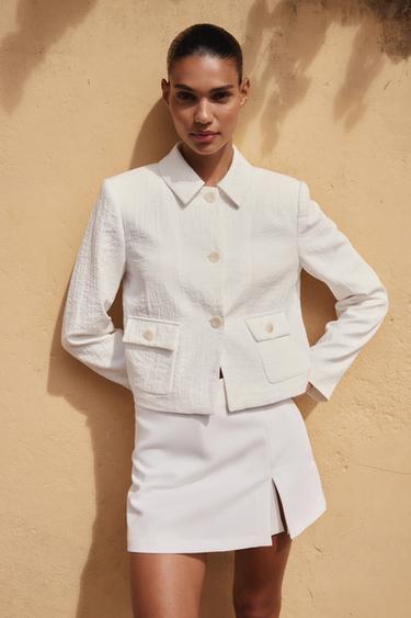 RUSTIC BLAZER WITH PADDED SHOULDERS - White by Zara