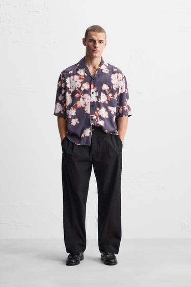 Zara FLORAL PRINT SHIRT - Purple - Image 0